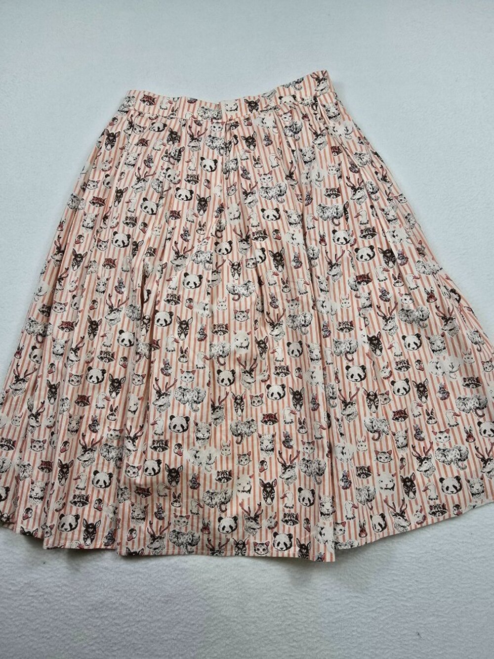Tulip B Medium 50s Pleated Animal Print Skirt Whimsical Vintage